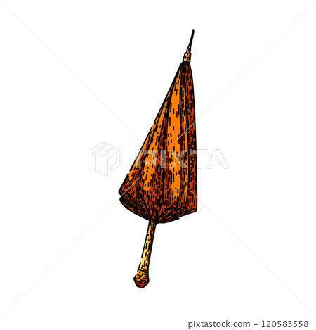 fashioned umbrella sketch hand drawn vector 120583558