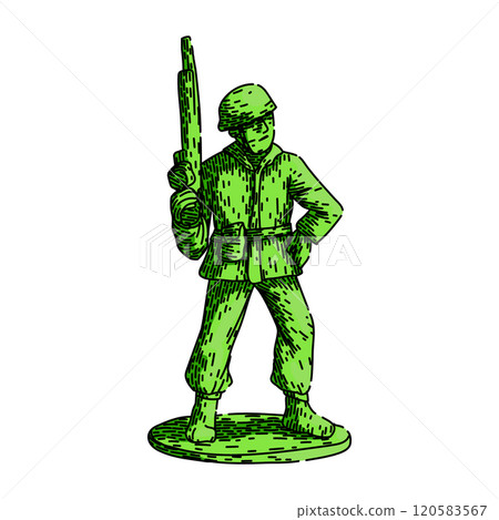 antique toy soldier sketch hand drawn vector 120583567