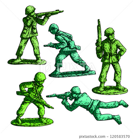 toy soldier set sketch hand drawn vector 120583570