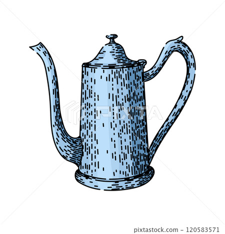 ceramic teapot sketch hand drawn vector 120583571