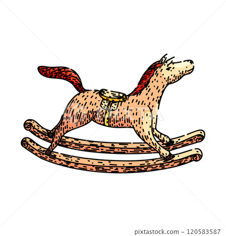 handcrafted rocking horse sketch hand drawn vector 120583587