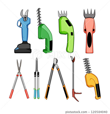 tree trimmer set cartoon vector illustration 120584040