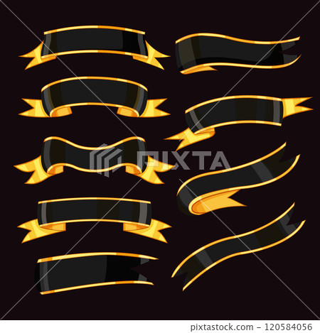 ribbon golden luxury set cartoon vector illustration ribbon golden luxury set cartoon vector illustration 120584056