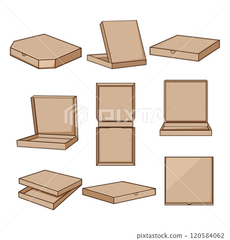 pizza box set cartoon vector illustration 120584062