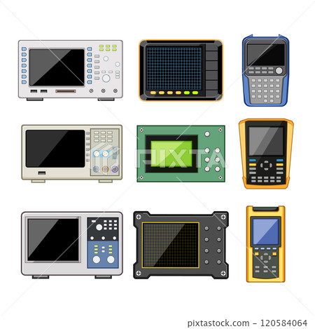 oscillograph set cartoon vector illustration 120584064