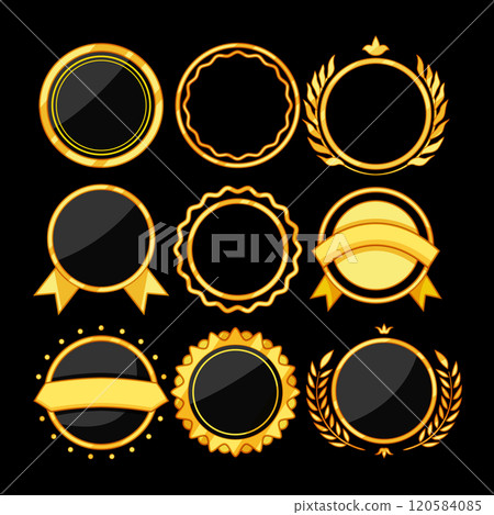 badge golden luxury set cartoon vector illustration 120584085