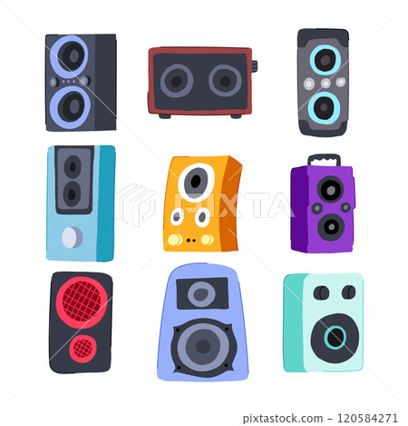 speaker music set cartoon vector illustration 120584271