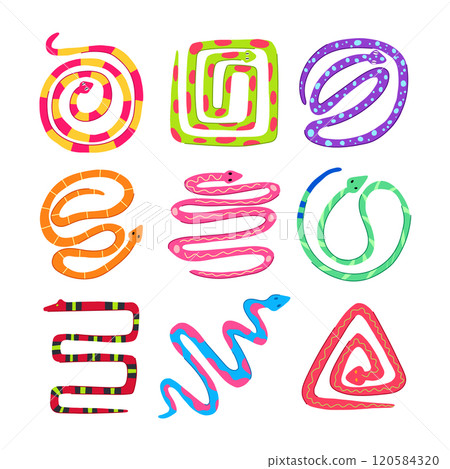snake oriental set cartoon vector illustration snake oriental set cartoon vector illustration 120584320
