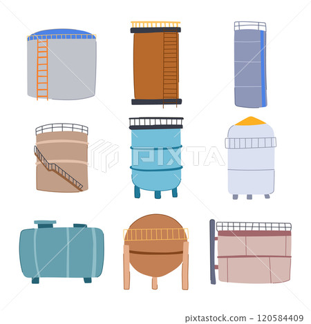 oil tank storage set cartoon vector illustration oil tank storage set cartoon vector illustration 120584409