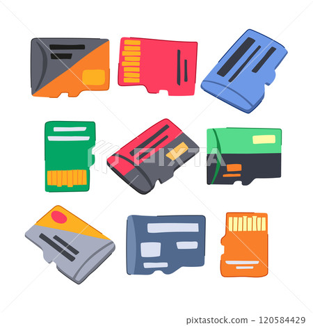 microsd card set cartoon vector illustration 120584429
