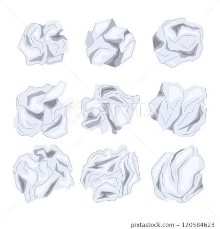 crumpled paper balls set cartoon vector illustration 120584623