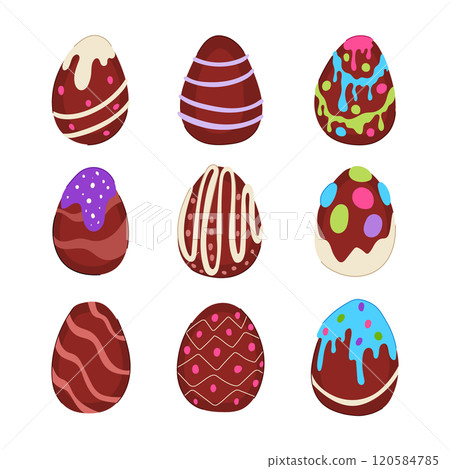 chocolate egg set cartoon vector illustration 120584785