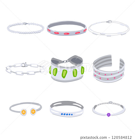 bracelet silver set cartoon vector illustration 120584812