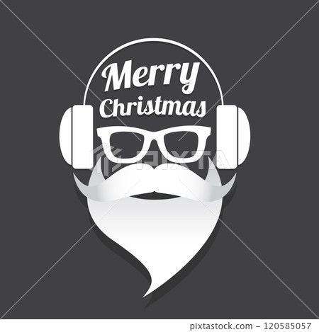 Santa Claus with beard vector illustration isolated on grey background. Christmas hipster poster for party or greeting card. Santa Hipster Claus. Vector merry christmas art design background. Santa Claus with beard vector illustration isolated on grey background. Christmas hipster poster for party or greeting card. Santa Hipster Claus. Vector merry christmas art design background. 120585057