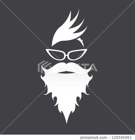 Santa Claus with beard vector illustration isolated on grey background. Christmas hipster poster for party or greeting card. Santa Hipster Claus. Vector merry christmas art design background. 120585061