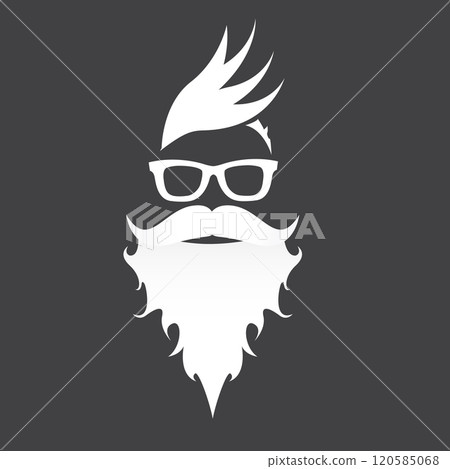 Santa Claus with beard vector illustration isolated on grey background. Christmas hipster poster for party or greeting card. Santa Hipster Claus. Vector merry christmas art design background. Santa Claus with beard vector illustration isolated on grey background. Christmas hipster poster for party or greeting card. Santa Hipster Claus. Vector merry christmas art design background. 120585068