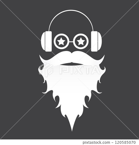 Santa Claus with beard vector illustration isolated on grey background. Christmas hipster poster for party or greeting card. Santa Hipster Claus. Vector merry christmas art design background. Santa Claus with beard vector illustration isolated on grey background. Christmas hipster poster for party or greeting card. Santa Hipster Claus. Vector merry christmas art design background. 120585070