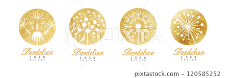 Dandelion Logo and Label Design with Fluffy Plant Sign Vector Set Dandelion Logo and Label Design with Fluffy Plant Sign Vector Set 120585252