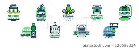 Cleaning Service Premium Quality Logo and Label Design Vector Set 120585324