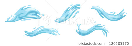 Blue Wave and Water Splash with Droplet Vector Set Blue Wave and Water Splash with Droplet Vector Set 120585370