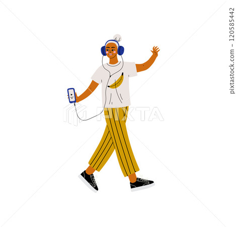Girl in Modern Clothing Listening to Music with Headphones, Trendy Creative Young People with Modern Gadget Vector Illustration Girl in Modern Clothing Listening to Music with Headphones, Trendy Creative Young People with Modern Gadget Vector Illustration 120585442