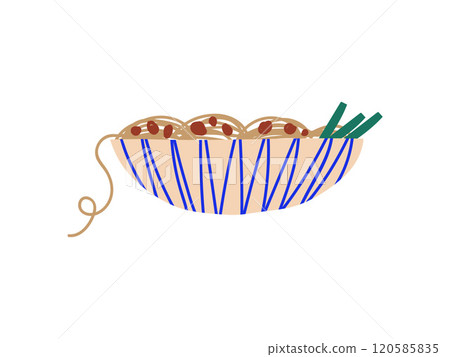 Ceramic Bowl of Noodles Soup, Chinese or Japanese Food, Ramen Noodles Vector Illustration Ceramic Bowl of Noodles Soup, Chinese or Japanese Food, Ramen Noodles Vector Illustration 120585835