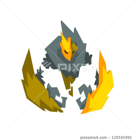 Fantasy Mystic Fire Stone Elemental Monster Creature Vector Illustration 120585992