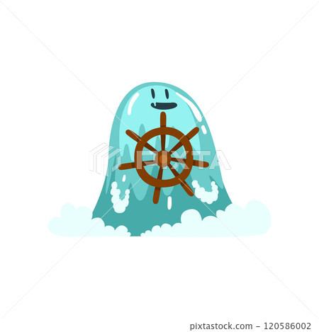 Cute Water Monster with Steering Wheel, Fantasy Creature Cartoon Character Vector Illustration Cute Water Monster with Steering Wheel, Fantasy Creature Cartoon Character Vector Illustration 120586002