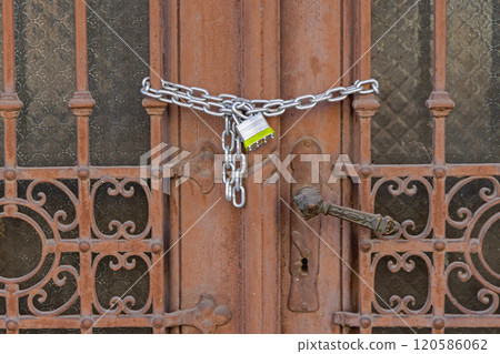 Steel Padlock Chain Door Steel Padlock Chain Door 120586062