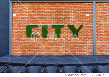 Sign City Brick Wall Sign City Brick Wall 120586146
