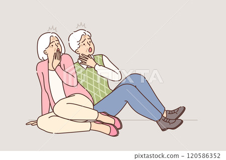 Panic among elderly people who fell to ground and screamed in fear caused by shocking information 120586352