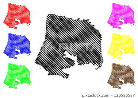 Guanica municipality (Commonwealth of Puerto Rico, Porto Rico, PR, Unincorporated territories of the United States) map vector illustration, scribble sketch Guanica map 120586557