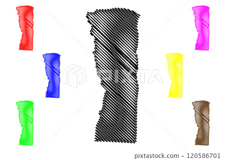 Hatillo municipality (Commonwealth of Puerto Rico, Porto Rico, PR, Unincorporated territories of the United States) map vector illustration, scribble sketch Hatillo map 120586701