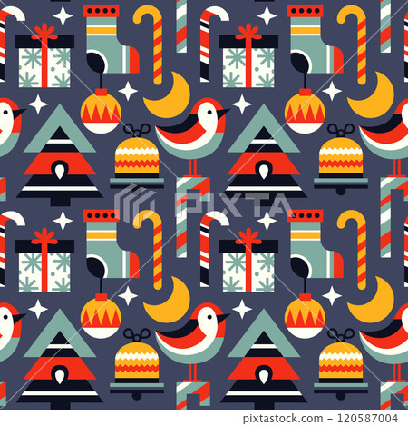 Christmas decoration geometric vector seamless pattern geometric decorations cute holiday Christmas decoration geometric vector seamless pattern geometric decorations cute holiday 120587004