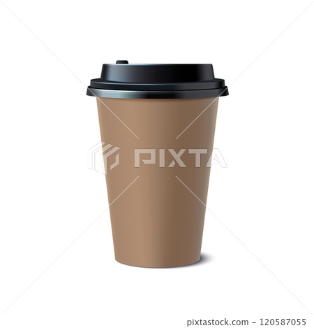 Realistic Coffee Paper Cup Mockup on White Background. Vector 120587055