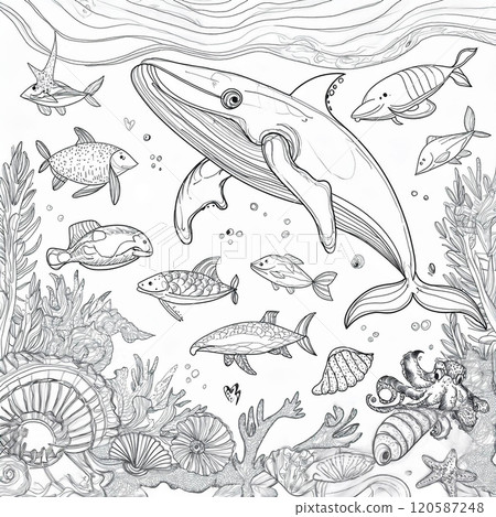 Coloring pages for kids about the underwater world 120587248
