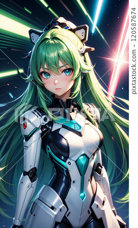 穿著機器人套裝的漂亮女孩 穿著機器人套裝的漂亮女孩 120587674