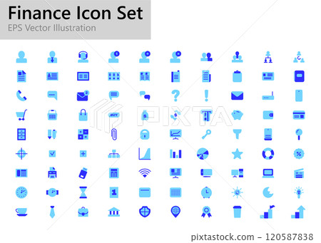 Business and Finance icons set. Flat blue signs on white background. Business and Finance icons set. Flat blue signs on white background. 120587838
