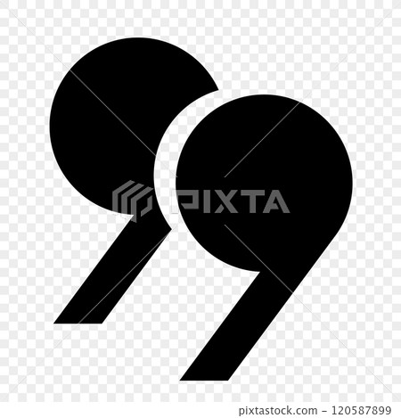 Quotation marks, a set of isolated black vector icons in the form of circular quotation marks on a transparent background. 120587899