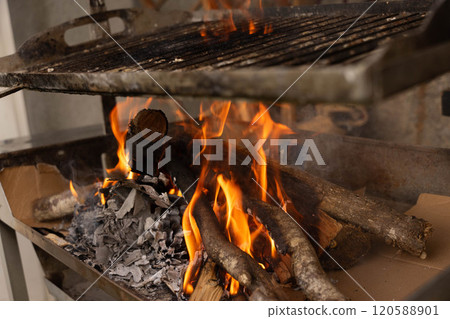 the meat is grilled 120588901