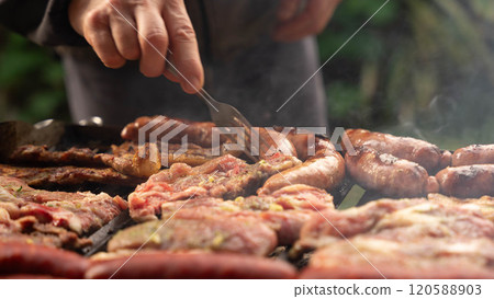 the meat is grilled the meat is grilled 120588903