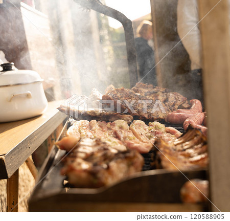the meat is grilled the meat is grilled 120588905
