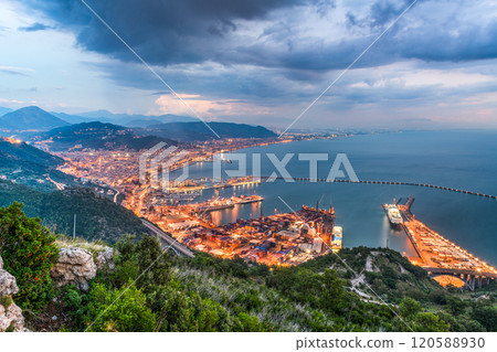 Salerno, Italy on the Mediterranean Coast 120588930