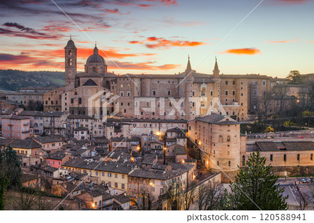 Urbino, Italy medieval walled city in the Marche Urbino, Italy medieval walled city in the Marche 120588941