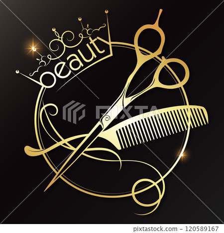 Scissors comb with curl hair and crown Scissors comb with curl hair and crown 120589167