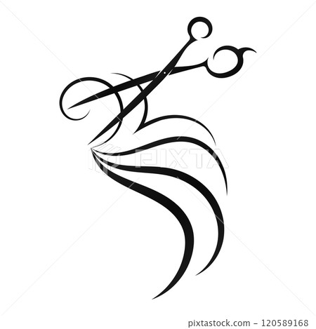 Scissors cut a beautiful lock of hair design Scissors cut a beautiful lock of hair design 120589168