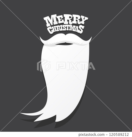 Santa Claus with beard vector illustration isolated on grey background. Christmas hipster poster for party or greeting card. Santa Hipster Claus. Vector merry christmas art design background. 120589212