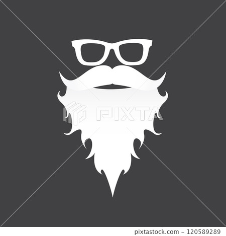 Santa Claus with beard vector illustration isolated on grey background. Christmas hipster poster for party or greeting card. Santa Hipster Claus. Vector merry christmas art design background. Santa Claus with beard vector illustration isolated on grey background. Christmas hipster poster for party or greeting card. Santa Hipster Claus. Vector merry christmas art design background. 120589289