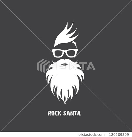 Santa Claus with beard vector illustration isolated on grey background. Christmas hipster poster for party or greeting card. Santa Hipster Claus. Vector merry christmas art design background. Santa Claus with beard vector illustration isolated on grey background. Christmas hipster poster for party or greeting card. Santa Hipster Claus. Vector merry christmas art design background. 120589299