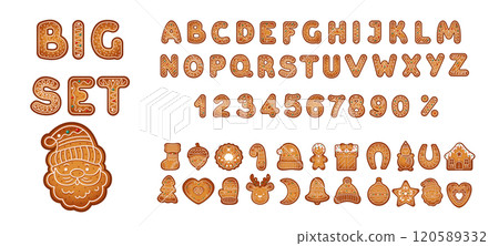 Gingerbread letters digits and Santa objects mega set 120589332